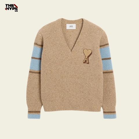 ÁO SWEATER AMI PARIS WOOL COLLEGE (BROWN)
