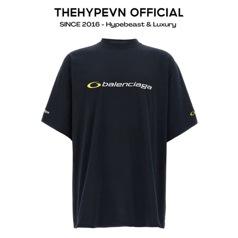 ÁO THUN BALENCIAGA BLCG LOOP EMBROIDERED LOGO (BLACK)