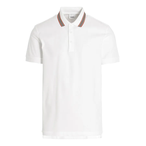 ÁO POLO BURBERRY ICON STRIPE LOGO TB (WHITE)
