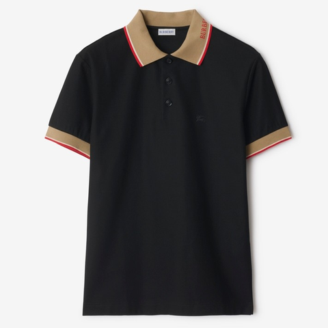 ÁO POLO BURBERRY BBR COLLAR IN CHALK (BLACK)