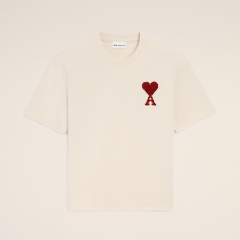ÁO THUN AMI Beige Cotton De Coeur (MÀU MOONLIGHT/ SUNSET RED )