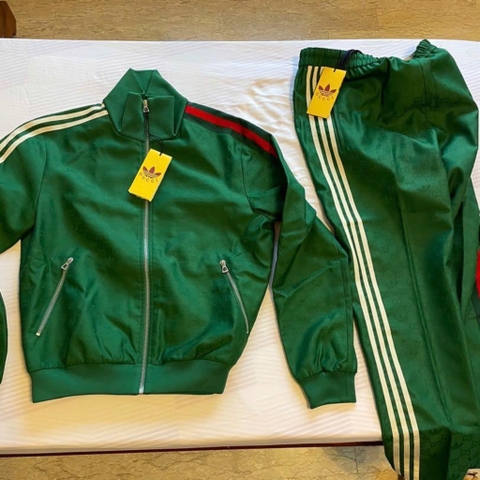 GUCCI JACKET - Áo Jacket Gucci x adidas GG Trefoil Jacquard (Green) [Mirror Quality]