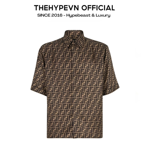 ÁO SƠ MI FENDI PLAYERA FF SILK SHIRT (BROWN)