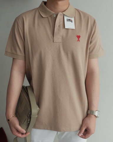 ÁO POLO AMI PARIS SMALL HEART LOGO COTTON (BEIGE)