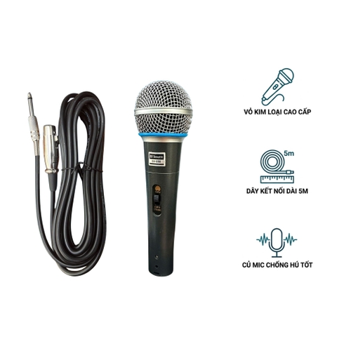 Micro Có Dây Tomahawk EV-558 | Vỏ Kim Loại Cao Cấp | Dây Dài 5M | Bắt Tiếng Nhạy | Hát Karaoke Ổn Định
