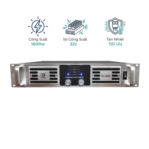 Cục Đẩy Công Suất EV Acoustic PA-2800 - 1600W, Biến Áp Xuyến 25A