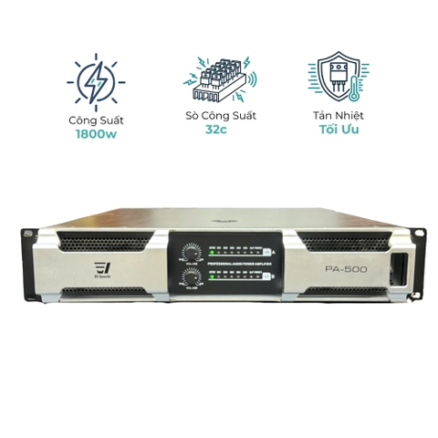 Cục Đẩy Công Suất EV Acoustic PA-500 - 1800W, 32 Sò Cao Cấp
