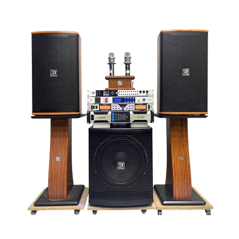 Bộ Dàn Karaoke EV ACOUSTIC P12S Cao Cấp – Loa Full Bass 30 Phủ Piano + Sub 40, Combo Đầy Đủ Đẩy 3 Kênh, Vang, Micro