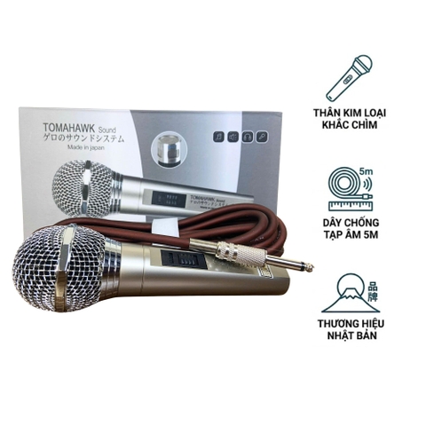 Micro Có Dây Tomahawk Nhật Bản | Jack 6.5mm | Dây Dài 5m | Vỏ Kim Loại Nguyên Khối | Micro Karaoke Hát Hay Chống Hú