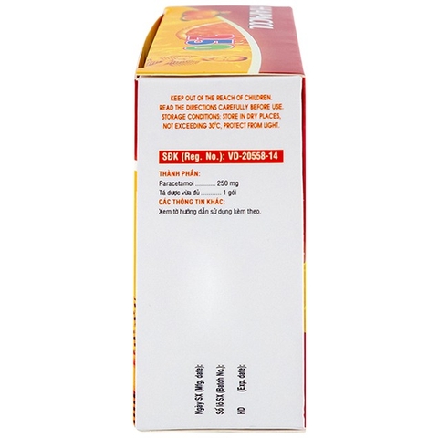 Bột Hapacol 250 DHG giảm đau, hạ sốt (24 gói)