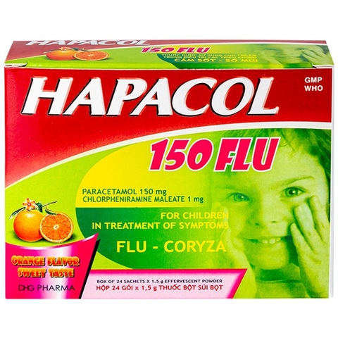 Bột Hapacol 150 Flu DHG giảm đau, hạ sốt (24 gói)