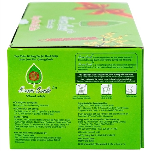 Bột sủi Sensa Cools Enesis giúp thanh nhiệt cơ thể và tăng cường sức đề kháng (6 gói x 7g)