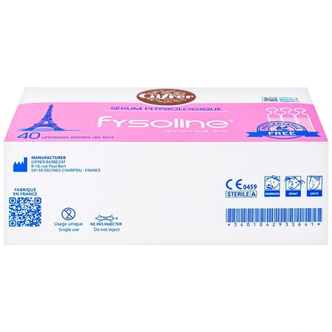 Dung dịch nước muối sinh lý không chất bảo quản Fysoline Gifrer làm sạch mắt, mũi (40 ống)