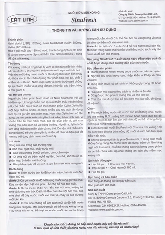 Muối rửa mũi xoang SinuFresh làm sạch dịch nhầy (50 gói)