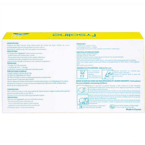Dung dịch nước muối Fysoline 5ml không chất bảo quản kháng khuẩn (20 ống)