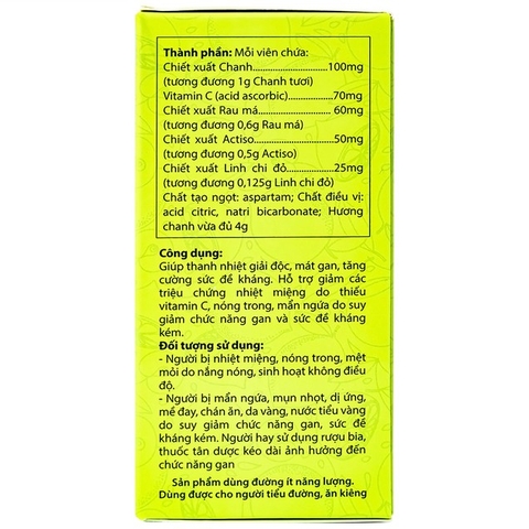 Viên sủi Thanh Nhiệt Livecool Nam Dược hương chanh giải độc, mát gan, tăng cường sức đề kháng (16 viên)