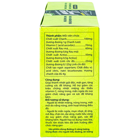 Viên sủi Thanh Nhiệt Livecool Nam Dược hương chanh giải độc, mát gan, tăng cường sức đề kháng (16 viên)