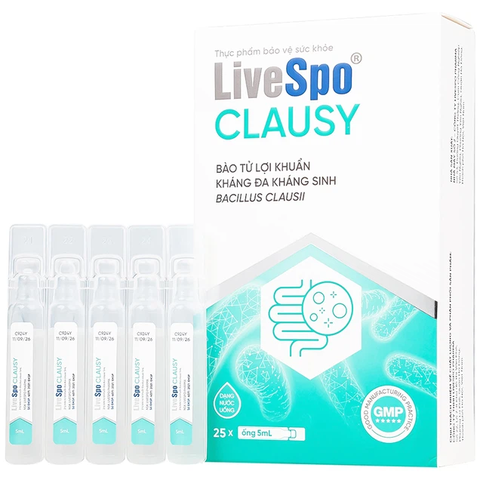 Dung dịch LiveSpo Clausy bổ sung lợi khuẩn, giúp cân bằng hệ vi sinh đường ruột (25 ống x 5ml)