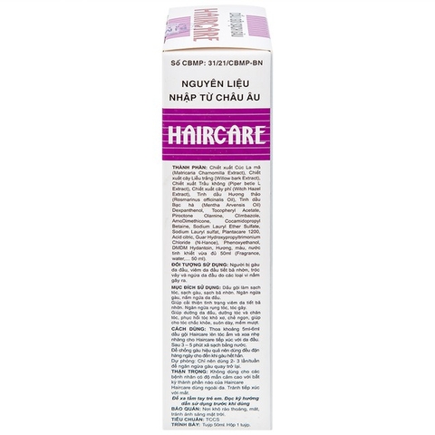 Dầu gội Haircare Bimex dưỡng tóc, ngăn ngừa gàu (50ml)