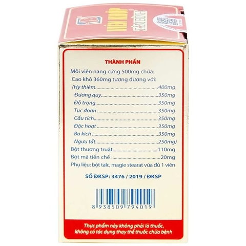 Viên khớp Tâm Bình hỗ trợ giảm các triệu chứng của thoái hóa khớp, viêm khớp (60 viên)