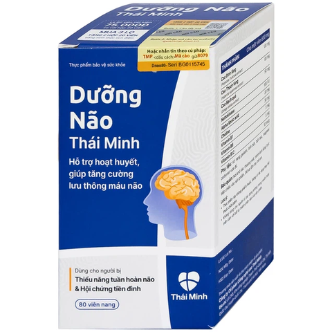 Viên uống Dưỡng Não Thái Minh hỗ trợ hoạt huyết, tăng cường lưu thông máu não (80 viên)