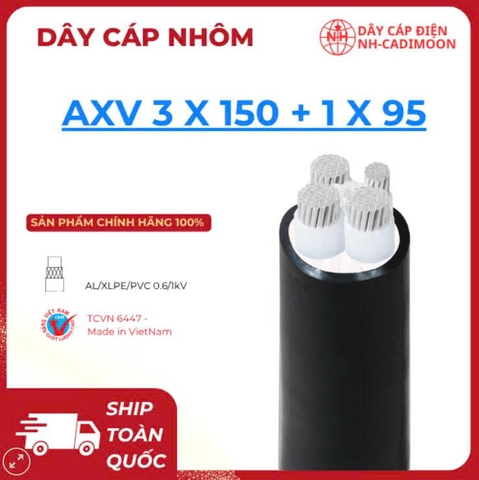 Dây Cáp Nhôm AXV 3×150 + 1×95 – Tải Cao, Trung Tính Lớn, Giá Rẻ