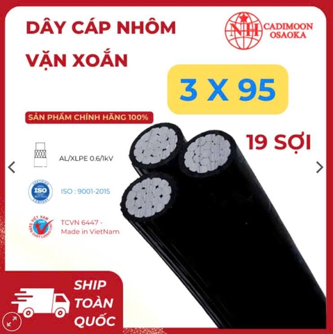 Cáp Nhôm Vặn Xoắn ABC 3x95mm² – Cách Điện XLPE – 0.6kV – TCVN 6447