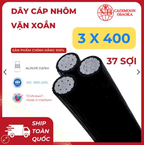 Cáp Nhôm Vặn Xoắn ABC 3x400mm² – Cách Điện XLPE – 0.6kV – TCVN 6447