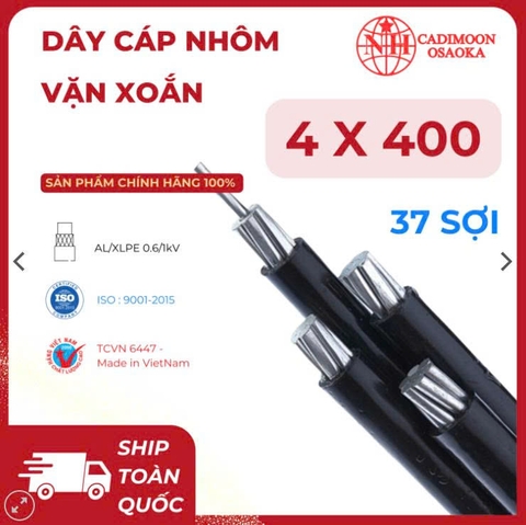 Cáp Nhôm Vặn Xoắn ABC 4x400mm² – Cách Điện XLPE – 0.6kV – TCVN 6447