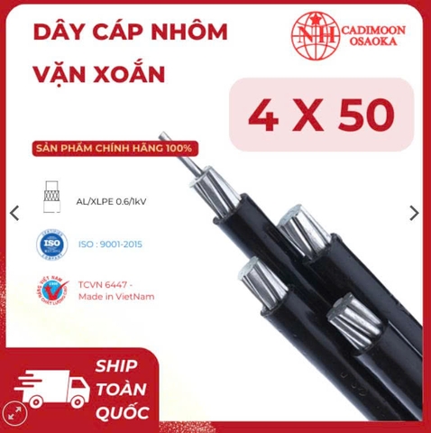 Cáp Nhôm Vặn Xoắn ABC 4x50mm² – Cách Điện XLPE – 0.6kV – TCVN 6447