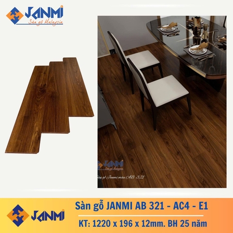 Sàn gỗ Janmi AB321 nhập khẩu 12mm