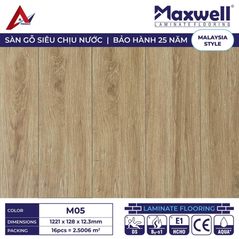 Sàn gỗ Maxwell M05 cốt nâu lát thẳng