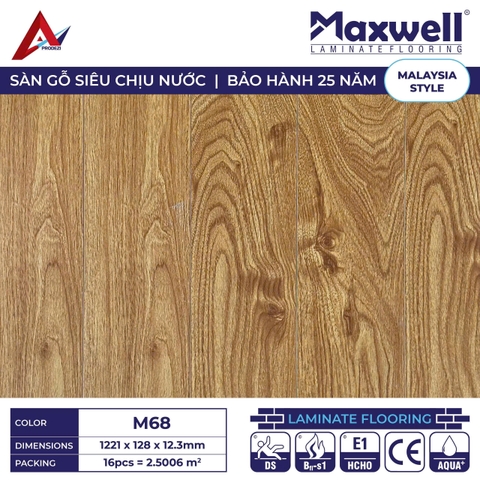 Sàn gỗ Maxwell M68 cốt nâu lát thẳng