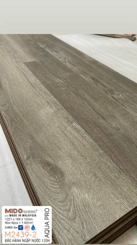 Sàn gỗ Mido Wood M2439-2 Aqua Pro lát thẳng 12mm