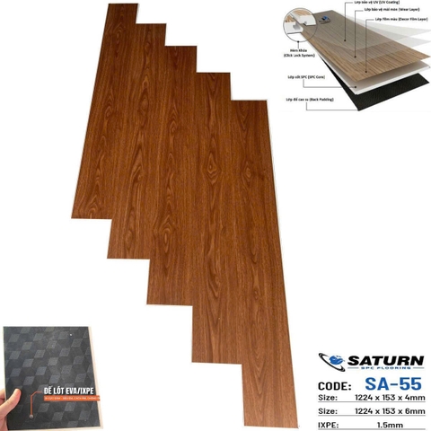 Sàn nhựa SPC Saturn SA-55 7,5mm cả đế IXPE