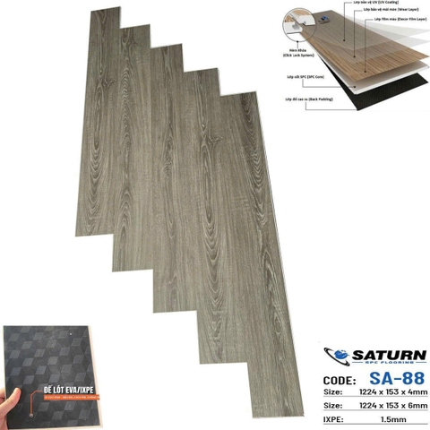 Sàn nhựa SPC Saturn SA-88 7,5mm cả đế IXPE