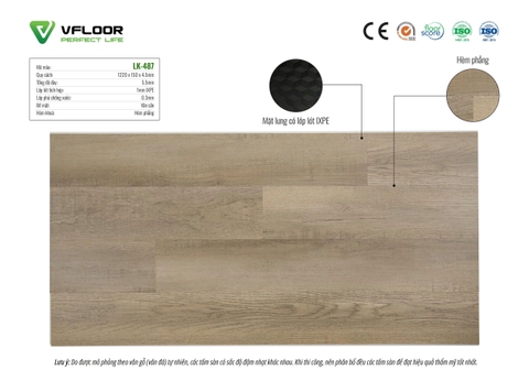Sàn nhựa Vfloor Standard LK-487 5,5mm