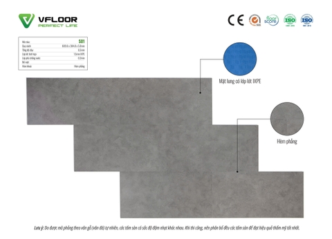 Sàn nhựa Vfloor Stone vân đá S01 6,5mm