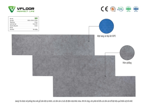 Sàn nhựa Vfloor Stone vân đá S03 6,5mm