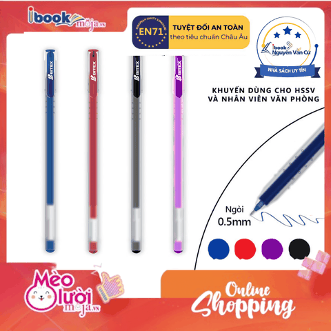 Bút Gel Bitex G04 – Ngòi 0.5mm Nét Thanh, Phù Hợp Rèn Chữ Đẹp