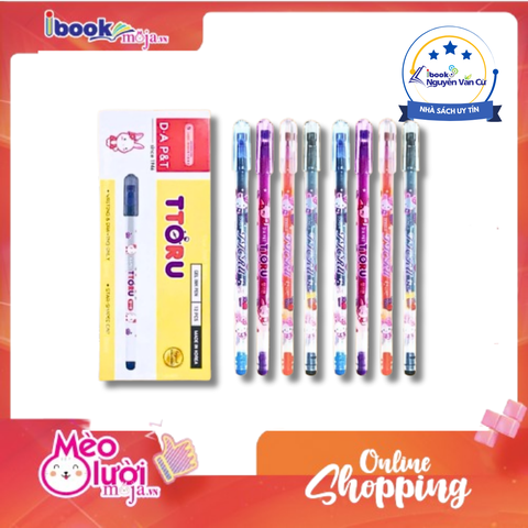 Hộp 12 Bút Nho Ttoru D.A P&T 0.4mm – Mực Đậm Không Lem (Xanh/Đỏ/Tím/Đen)