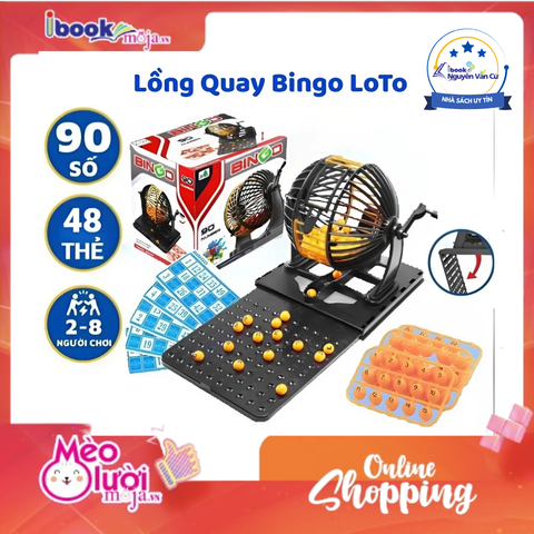 Bộ Đồ Chơi Lồng Quay Lô Tô Bingo 90 Số 48 Tờ Dò (Size To) 8229B