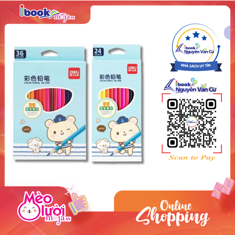 Bộ Bút Chì Màu DELI - Chì Màu Học Sinh Màu Đậm, Mịn, Khó Gãy