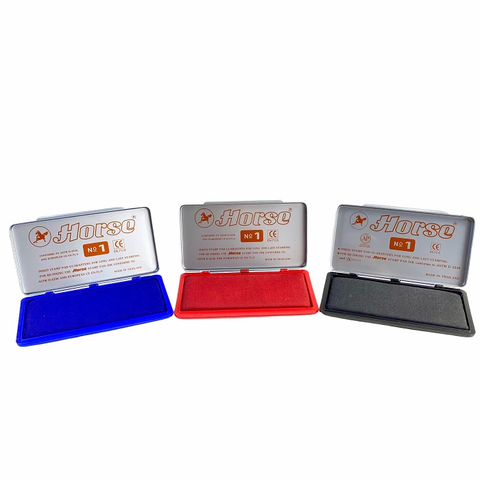 HỘP DẤU KIM LOẠI HORSE (STAMP PAD) - 3 MÀU XANH, ĐỎ, ĐEN NHIỀU KÍCH THƯỚC