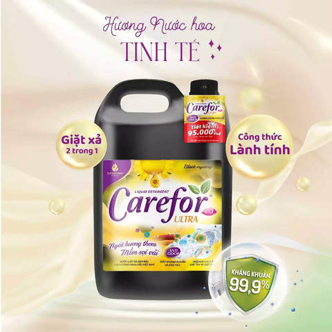Nước Giặt xả Carefor 2IN1 chính Hãng Hương nước hoa khử mùi ẩm, nấm mốc Can 5L
