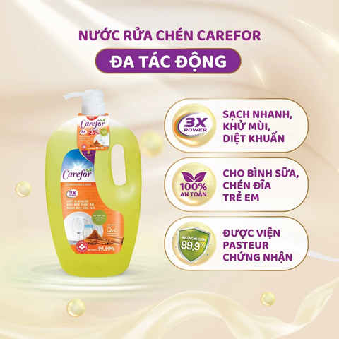 Nước rửa chén bát Carefor Không bám mùi, An toàn 1,9l