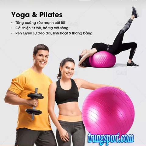Bóng Tập Yoga Giá Rẻ 55cm 65cm 75cm Cao Cấp, Chống Trượt