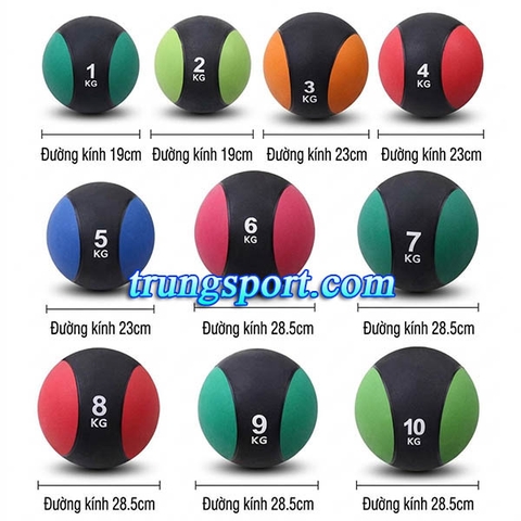 Bóng Tạ Cao Su Medicine Ball Cao Cấp - Đủ Kích Thước Từ 1kg Đến 10kg