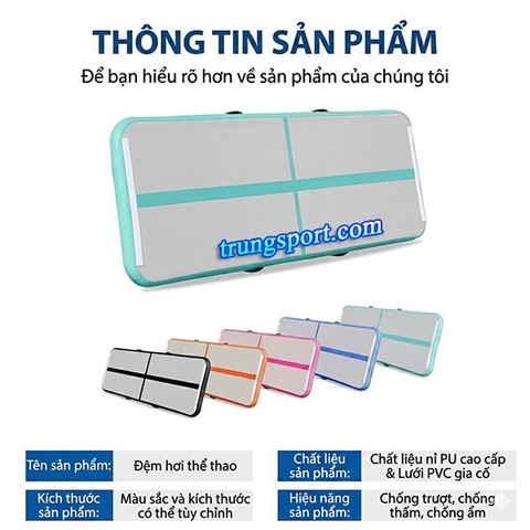 Thảm Bơm Hơi Tập Nhào Lộn – Air Track Gymnastics Tặng Kèm Bơm Điện
