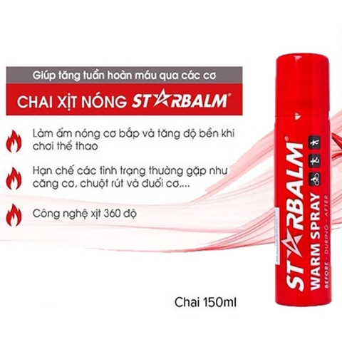 Bình Xịt Nóng Starbalm Chính Hãng, Làm Nóng Cơ Nhanh, Hỗ Trợ Tập Luyện
